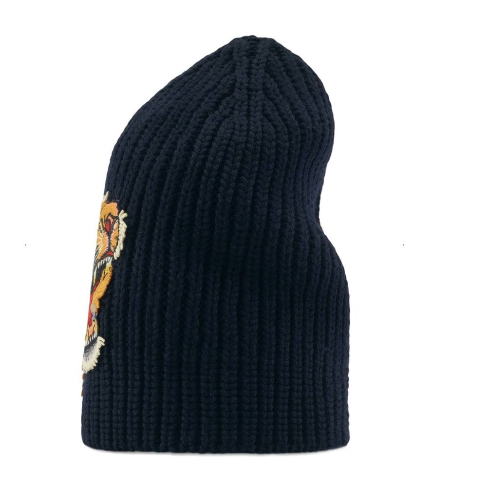 Gucci Tiger Embroidered Wool Hat in Midnight Blue NEW WITH TAGS AND DUST BAG - Picture 3 of 6